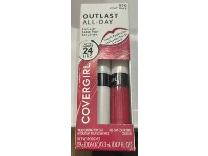 CoverGirl Outlast All-Day Lip Color & Moisturizing Top Coat Duo, 050 Heat Wave