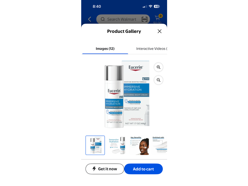 Eucerin Immersive Hydration Restornic Night-Cream, 1.7 oz/48 g