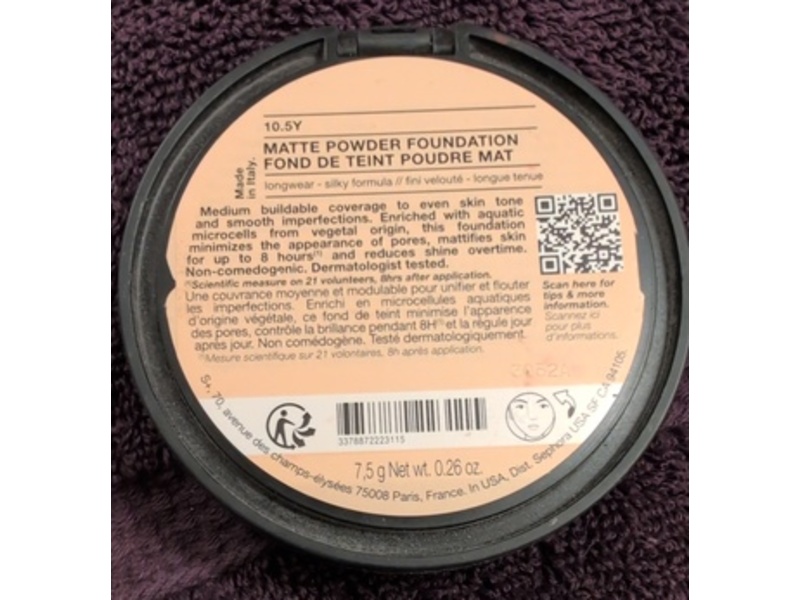Sephora Matte Powder Foundation, 10.5Y, 0.26 oz/7.5 g