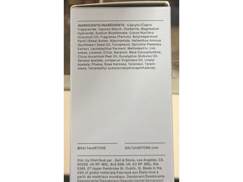 Salt & Stone Deodorant, Lily & Yuzu, 2.6 oz/75 g