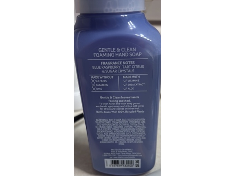 Bath & Body Works Gentle & Clean Foaming Hand Soap, Blue Raspberry, 8.75 fl oz/259 mL