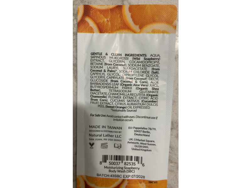 Tree To Tub Moisturizing Soapberry Body Wash, Citrus Splash, 0.34 fl oz/10 mL