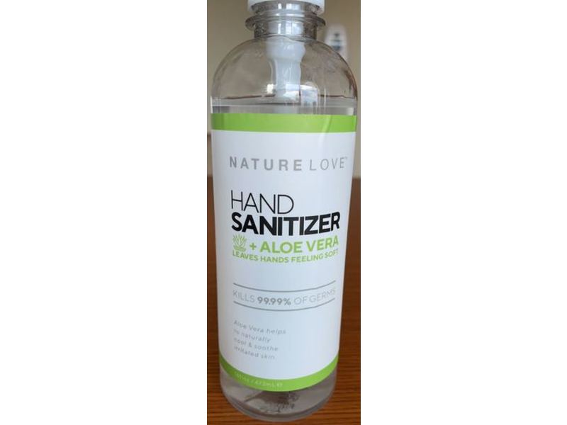 Nature Love Hand Sanitizer, Aloe Vera, 16 fl oz / 473 ml