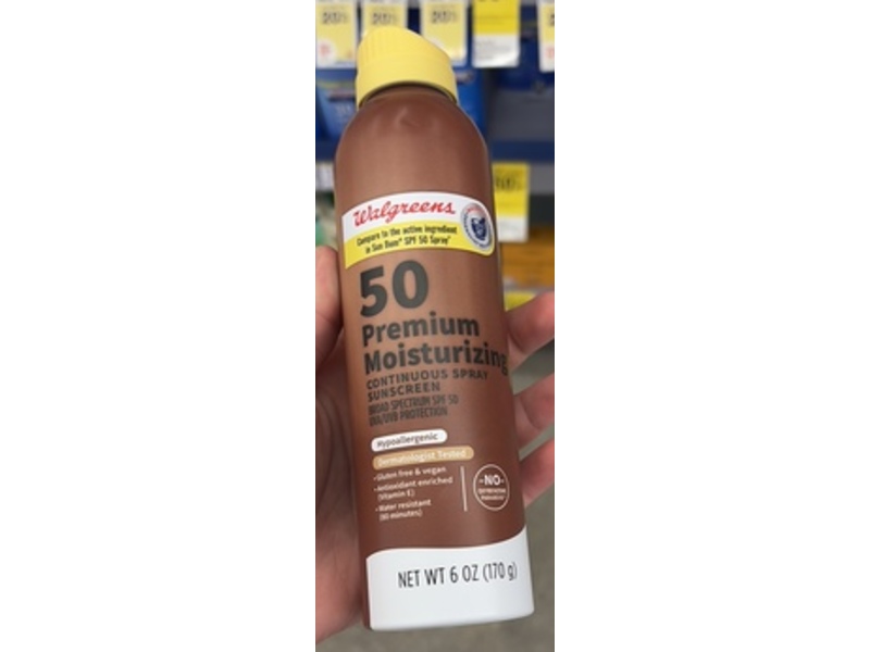 Walgreens Premium Moisturizing Continuous Spray Sunscreen, SPF 50, 6 oz/170 g