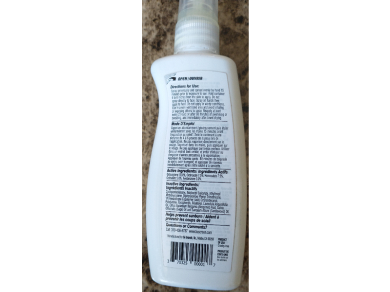 Bu Sunscreen Spray, Natural White Sage Scent, SPF 50, 3.3 oz/98 mL