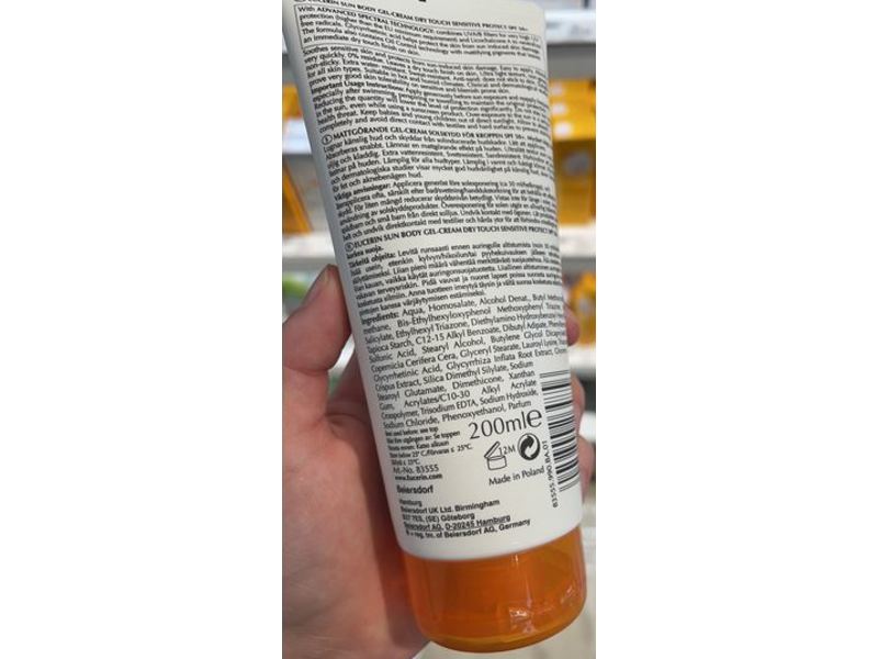 Eucerin Dry Touch Sun Gel-Cream, Ultra Light, Sensitive Protect, Spf 50+, 200 ml