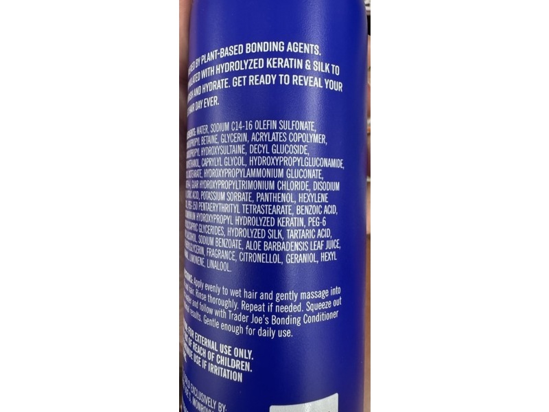 Trader Joe's Bonding Shampoo, Hydrolyzed Keratin & Silk, 12 fl oz/355 mL