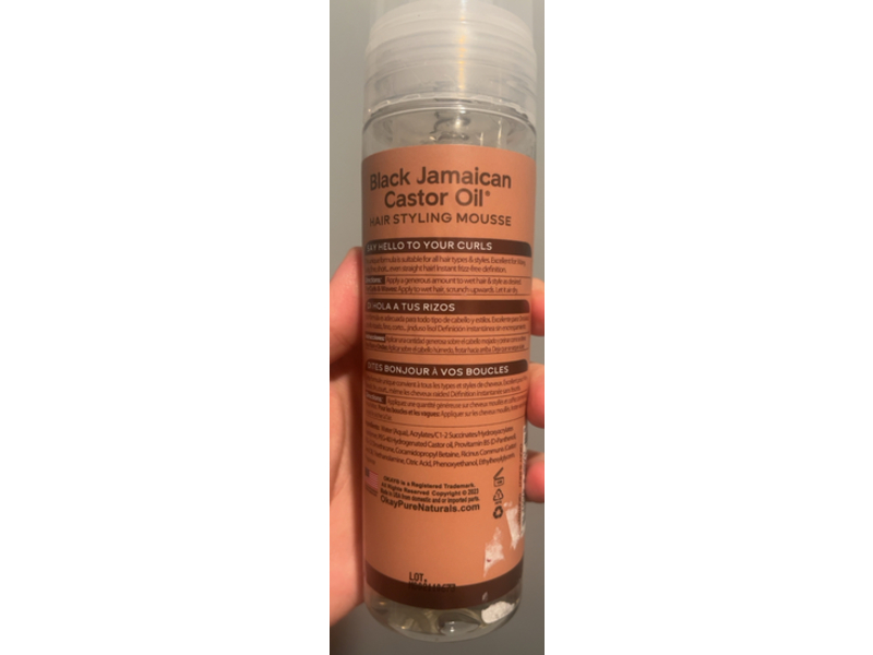Okay Hair Styling Mousse, Black Jamaican Castor Oil, 7.5 oz/221 mL
