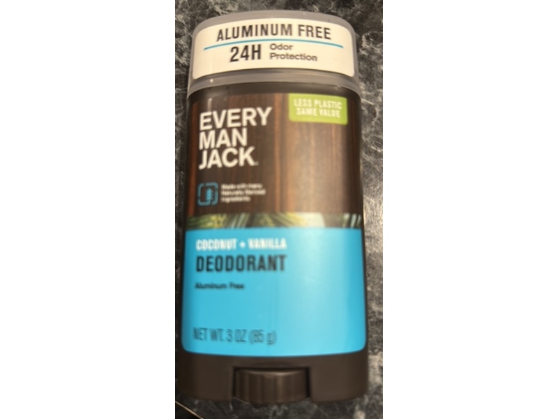 Every Man Jack Deodorant, Coconut + Vanilla, 3 oz/85 g