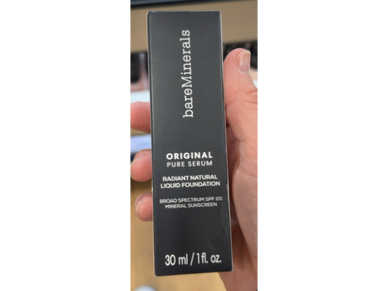 BareMinerals Original Pure Serum Radiant Natural Liquid Foundation, SPF 20 Medium Deep Cool 4.5, 1 fl oz/30 mL