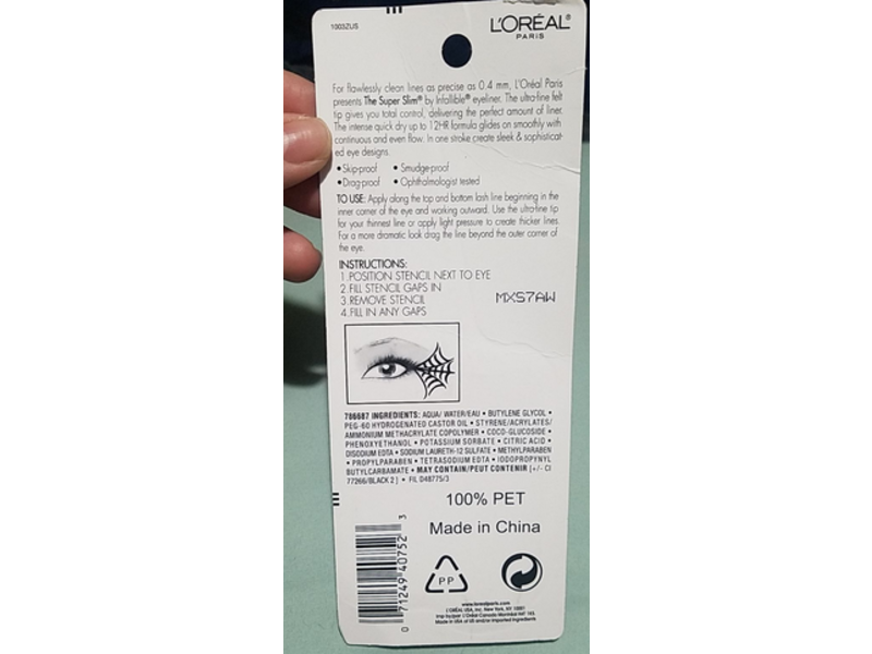 L'Oreal Paris Infallible Liquid Eyeliner Witch Eye Stencil, Black, 0.034 oz/10 mL