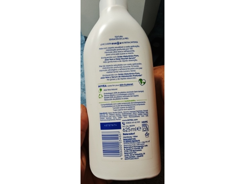 Nivea Body Lotion, Aloe Vera, 625 mL