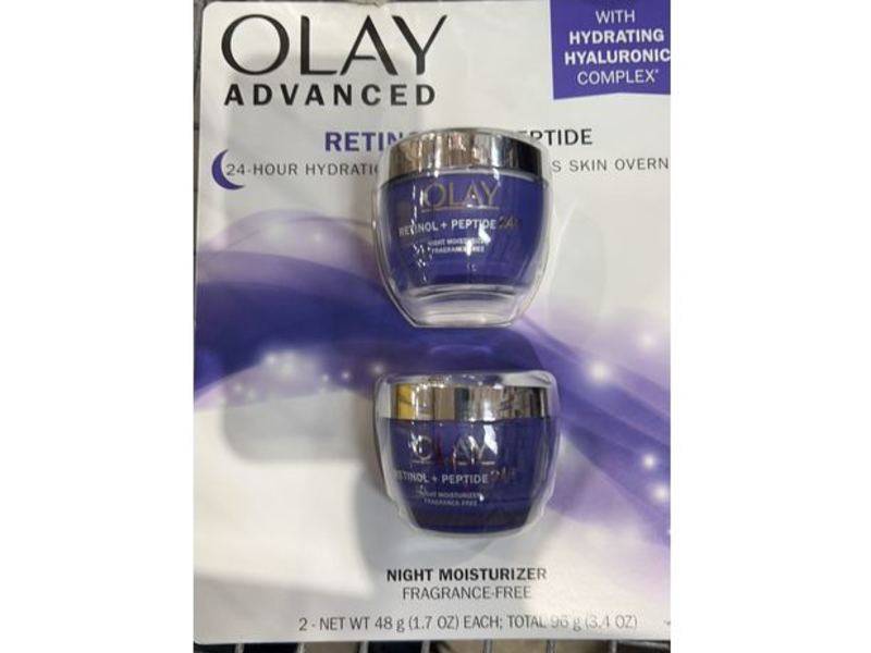 Olay Retinol + Peptide Night Face Moisturizer, Hydrating Hyaluronic Complex, 1.7 oz/48 g