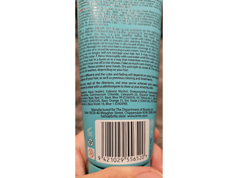 Brite Instant Color Moisturizing Semi-Permanent, Turquoise, 3.38 fl oz/100 mL