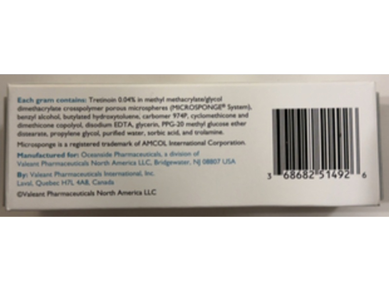 Tretinoin Gel Microsphere, 0.04%, 20 g Oceanside (RX)