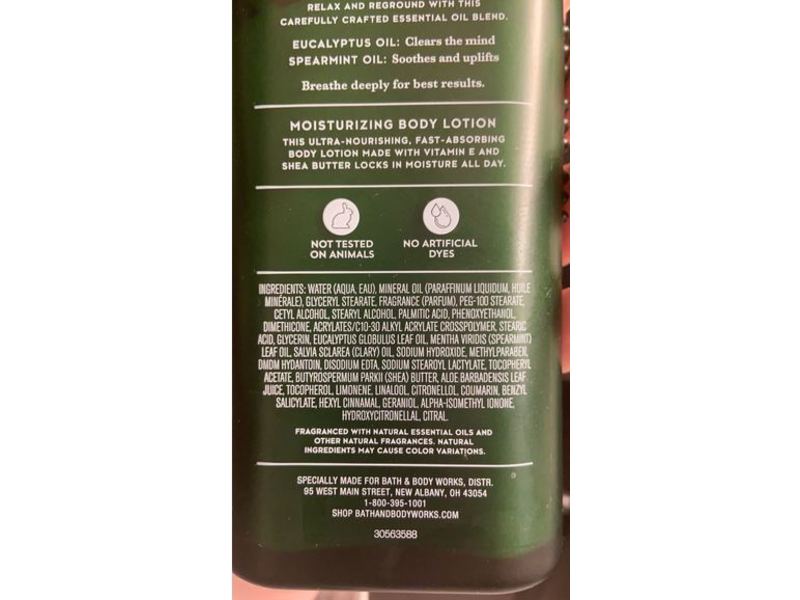Bath & Body Works Aromatherapy Body Lotion, Stress relief Eucalyptus, 6.5 fl oz/192 mL, Pack Of 2