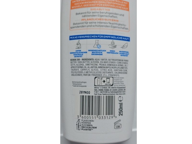 Mixa Shea Ultra Soft Body Milk, 8.3 fl oz/250 mL
