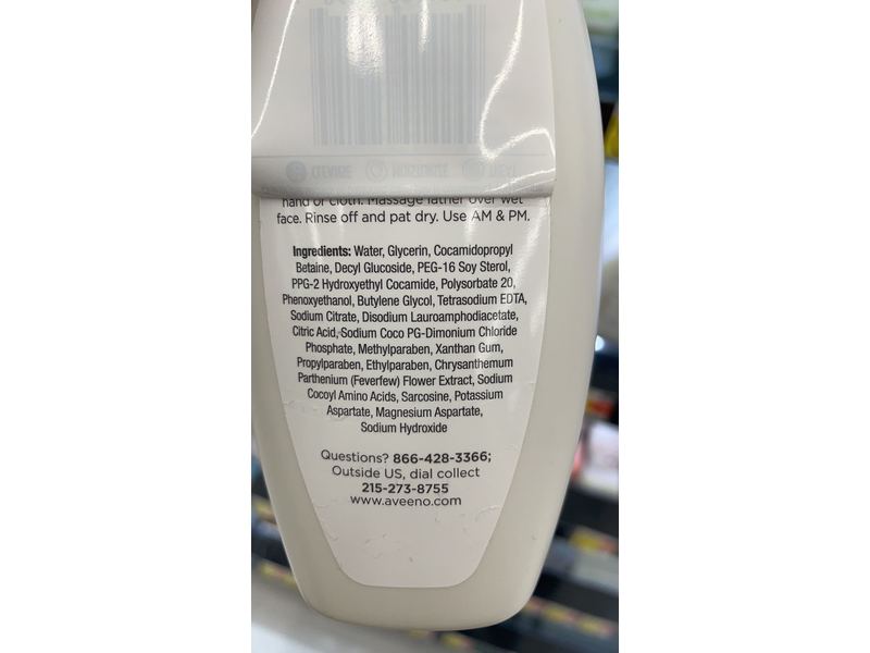 Aveeno Ultra-Calming Foaming Cleanser Makeup Remover, 6 fl oz/180 mL