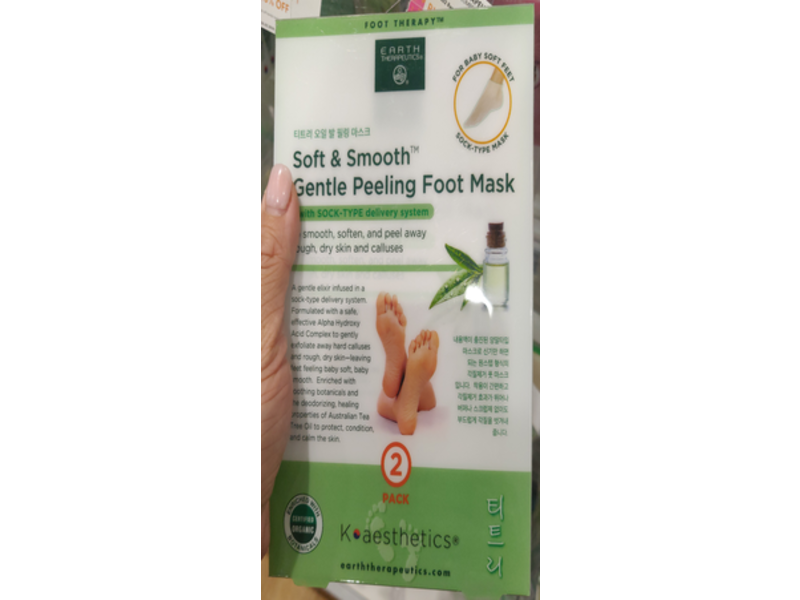 Earth Therapeutics Soft & Smooth Gentle Peeling Foot Mask, Pack Of 2