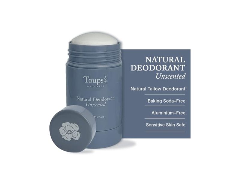Toups & Co Organics Natural Deodorant, Unscented, 2.5 oz