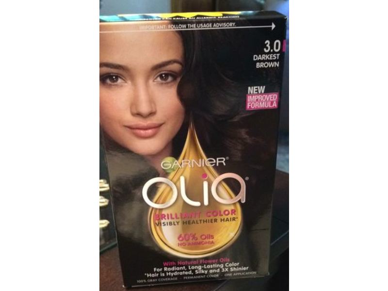 Garnier Olia Brilliant Permanent Color, 3.0 Darkest Brown, 1 Application
