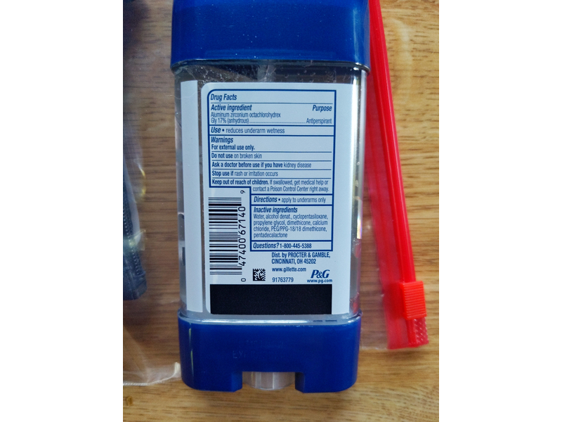 Gillette Antiperspirant, Clear + Dri-Tech, Unscented, 3.8oz/107 g