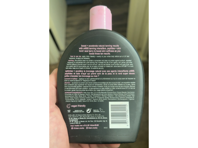 b.Tan Uv Tanning Bed Lotion, Acai Berry + Peptides, 12 fl oz/354 mL