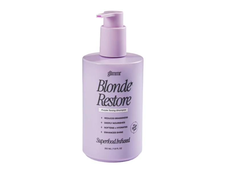 Glimmr Blonde Restore Purple Toning Shampoo, Superfood Infused, 11.8 fl oz/350 mL