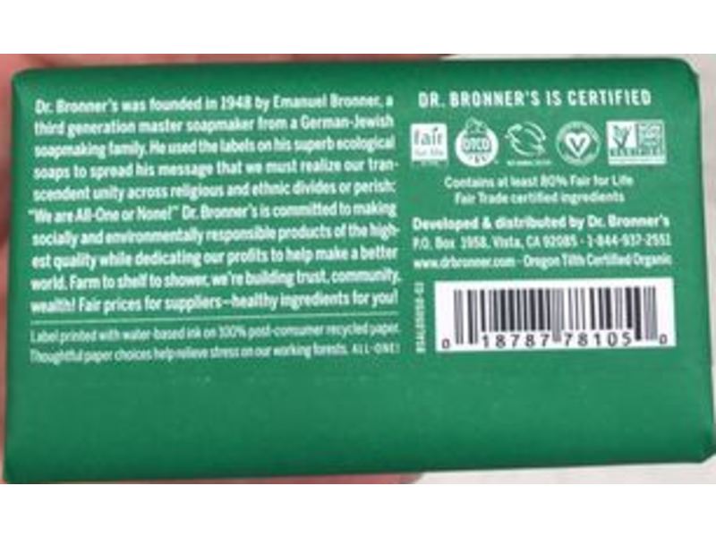 Dr. Bronner's Pure-Castile Bar Soap, All-One Hemp Almond, 5 oz/140 g