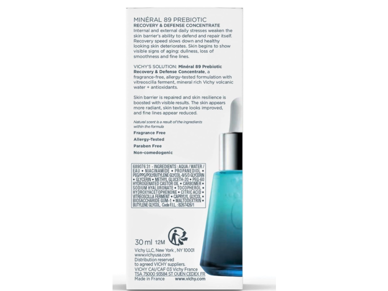 Vichy Mineral 89 Prebiotic Concentrate Serum, 1.01 fl oz/30 mL