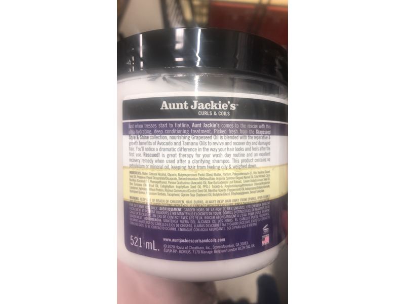 Aunt Jackie's Rescued Thirst Quenching Hair Recovery Conditioner, Grapeseed Style and Shine Recipes, 18 oz/511 g