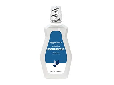 Amazon Basics Whitening Mouthwash, Clean Mint, 32 fl oz/946 mL