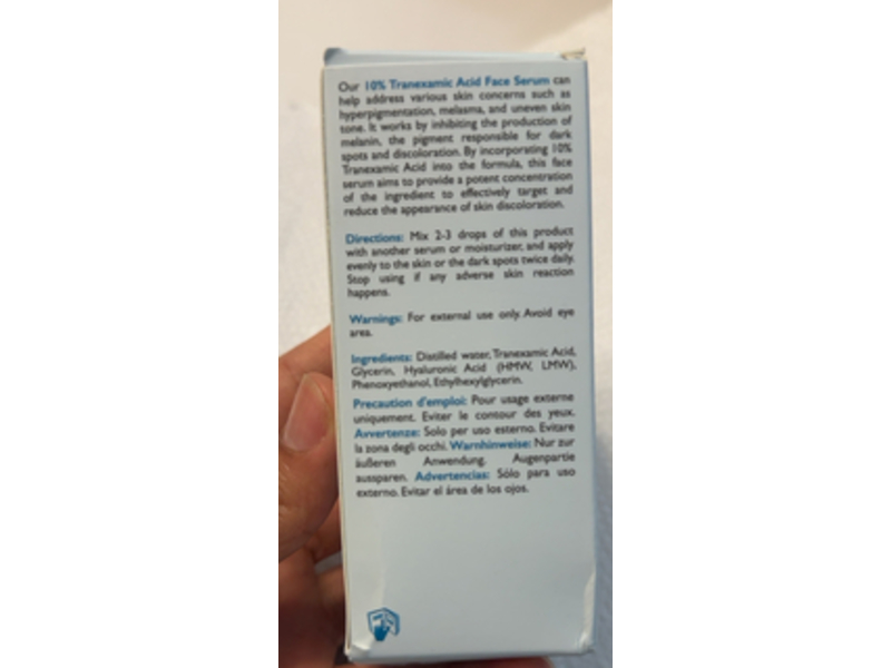 Omic SkinCare Face Serum, 10% Tranexamic Acid, 1 fl oz/30 mL