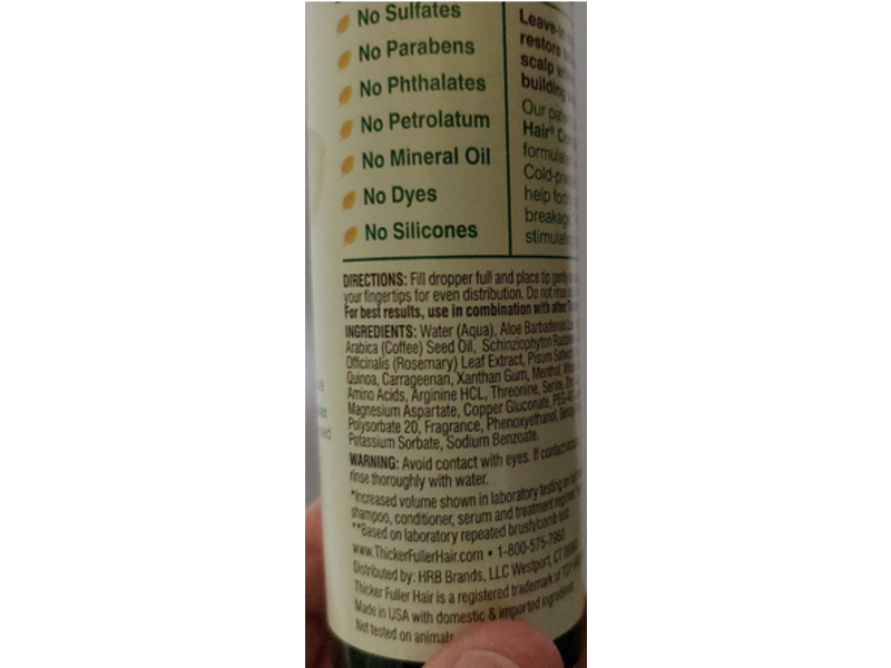 Thicker Fuller Hair Scalp and Root Treatment, Mongongo & Cold-Pressed Green Coffee Oils, 4 fl oz/118 mL