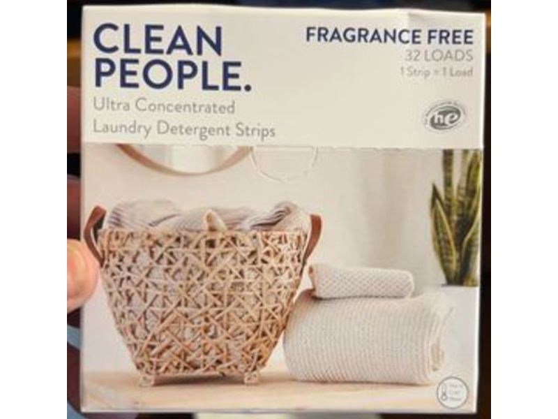 Clean People Ultra Concentrated Laundry Detergent Strips, Fragrance Free, 32 Loads