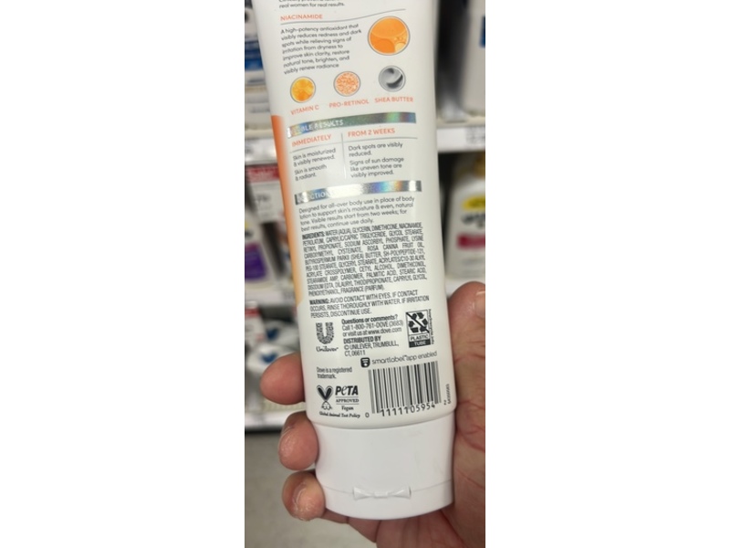 Dove Niacinamide + Even Tone Body Cream Serum, Vitamin C + Pro-Retinol & Shea Butter, 8 fl oz