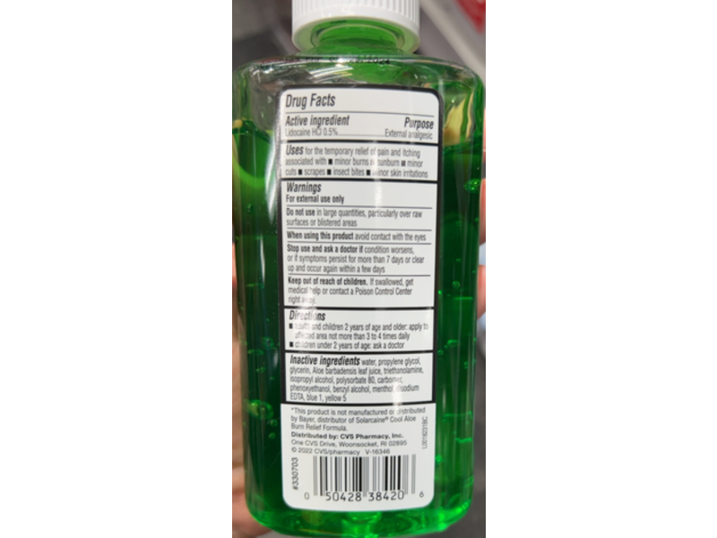 CVS Health Burn Relief Gel, Aloe Vera, 8 oz/226 g