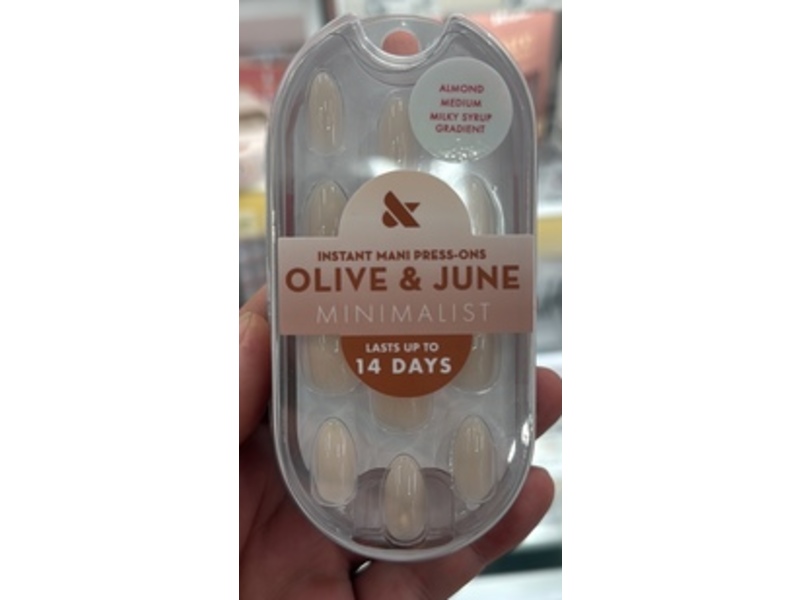 Olive & June Minimalist Instant Mani False Nails, Almond Miky Syrup Gradient, 42 Count