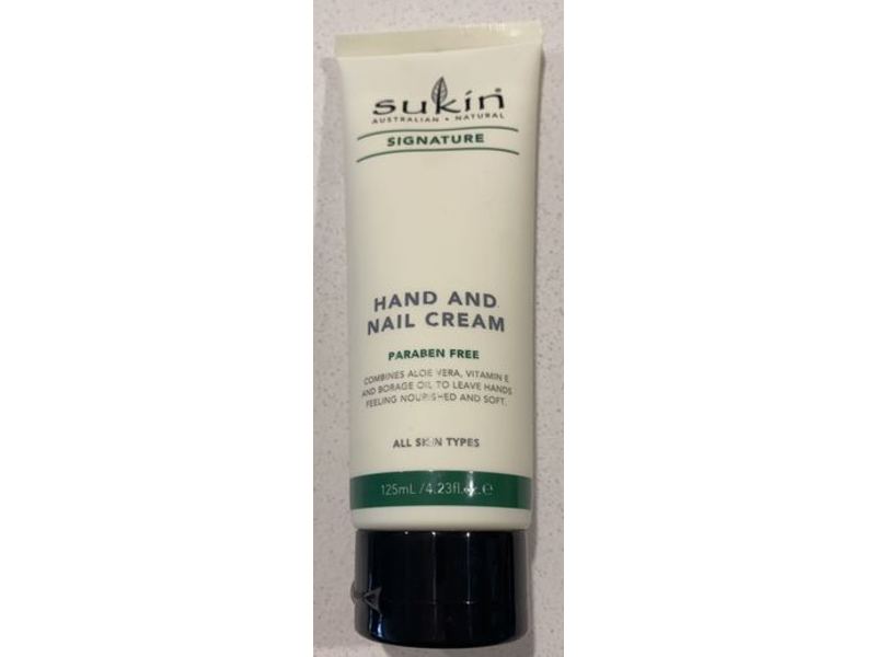 Sukin Signature Hand And Nail Cream, Paraben Free, 4.23 fl oz/125 mL