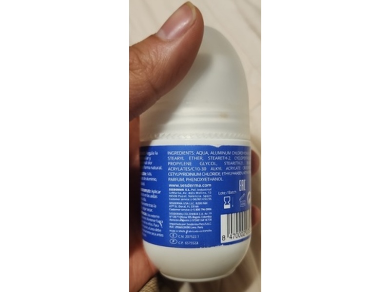Sesderma Dryses Deodorant Roll-On Antiperspirant, Men, 2.5 fl oz/75 mL