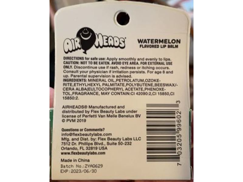 Flex Beauty Airheads Lip Balm, Watermelon Flavored, 0.30 oz /8.4 g, Pack Of 2