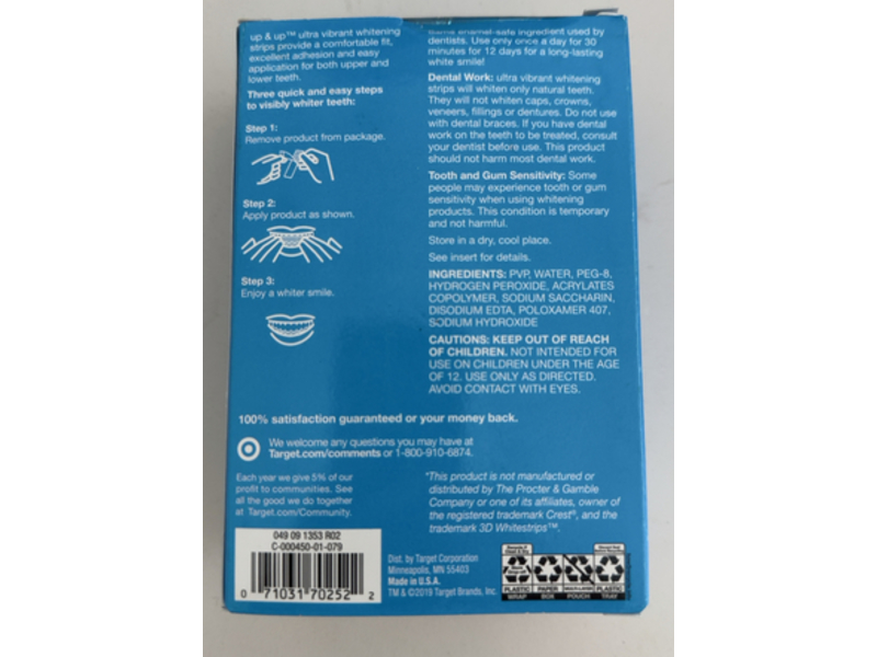 Up&Up Ultra Vibrant Whitening Strips, 12 Treatments, 24 Count