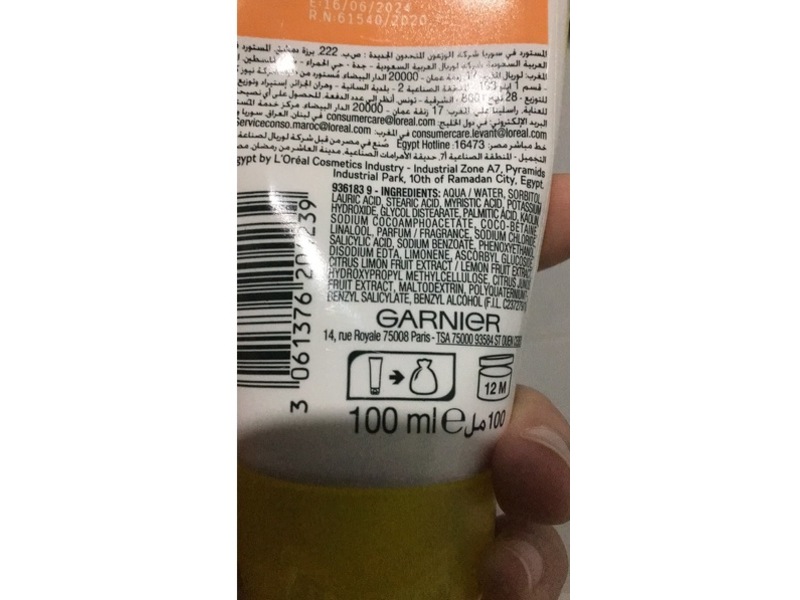 Garnier Skin Active Fast Bright Face Wash, Vitamin C, 100 mL