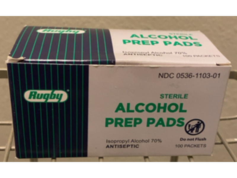 Rugby Antiseptic Sterile Alcohol Prep Pads, Isopropyl Alcohol, 100 Count