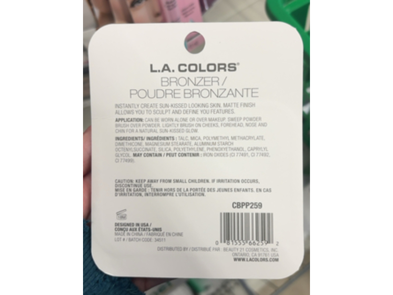 L.A. Colors Bronzer, CBPP259 Bronzed Beauty, 0.28 oz/8 g
