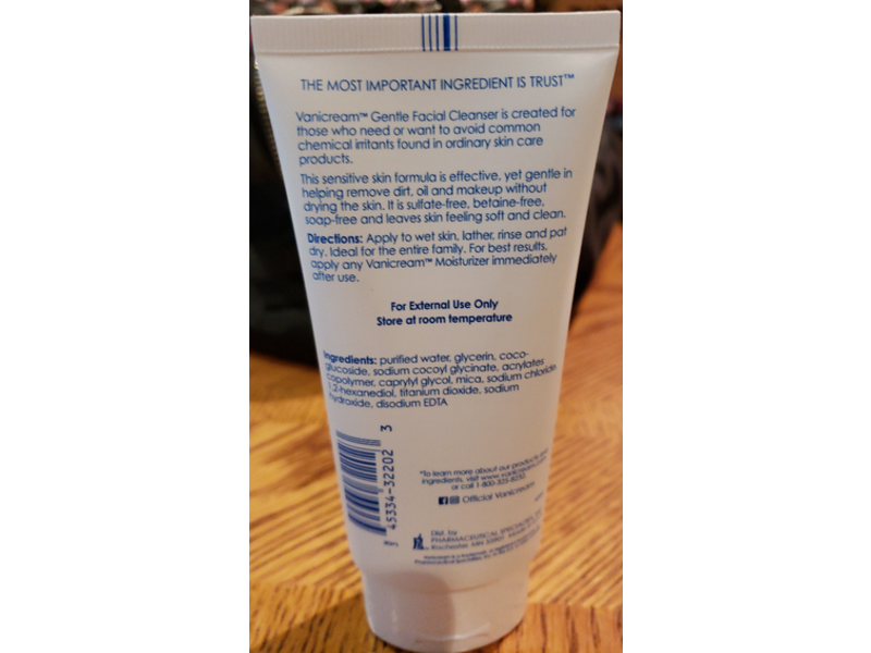 Vanicream Gentle Facial Cleanser, 2.5 fl oz/74 mL