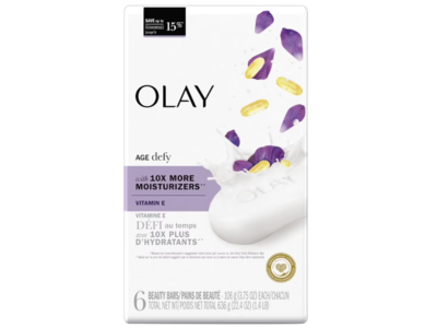 Olay Age Defy Beauty Bar, Vitamin E, 3.75 oz/106 g, 6 Count