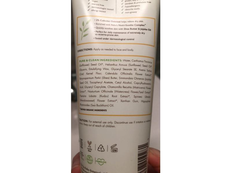 Babo Botanicals Sensitive Baby Daily Hydra Lotion, Fragrance Free, 8 fl oz/237 mL