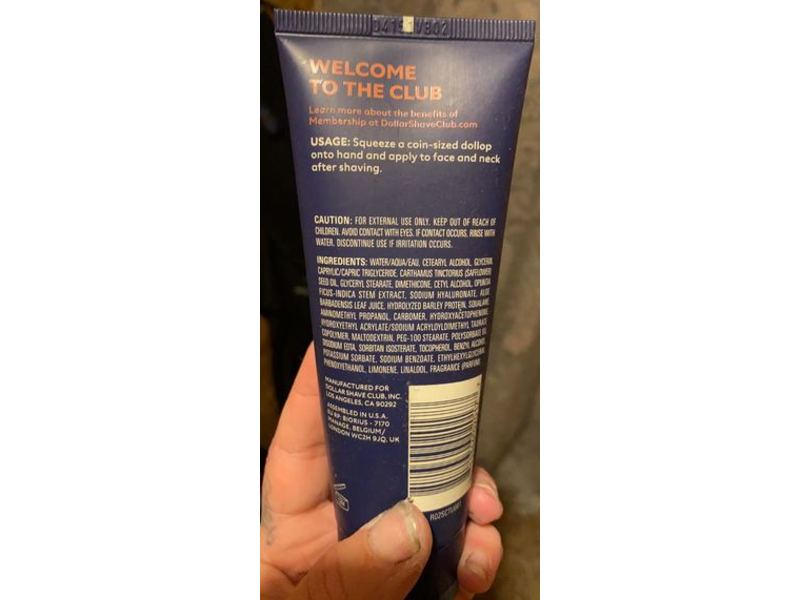 Dollar Shave Club Post Shave Cream, Sensitive Skin, 3.4 fl oz/100 mL
