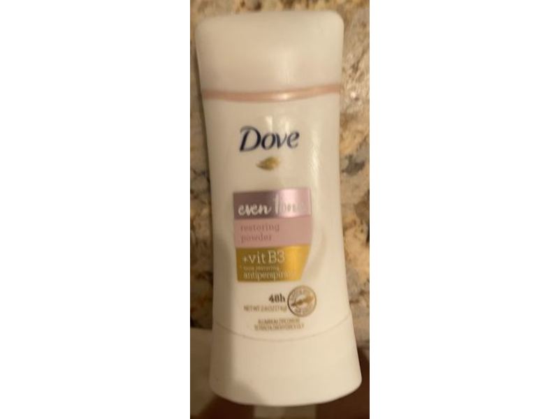 Dove Even Tone 48H Restoring Antiperspirant, Restoring Powder + Vit B3, 2.6 oz/74 g, Pack Of 3